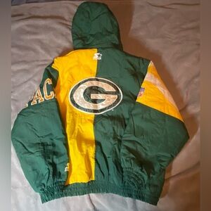 Vintage 90s STARTER NFL Green Bay Packers Embroidered Puffer Jacket